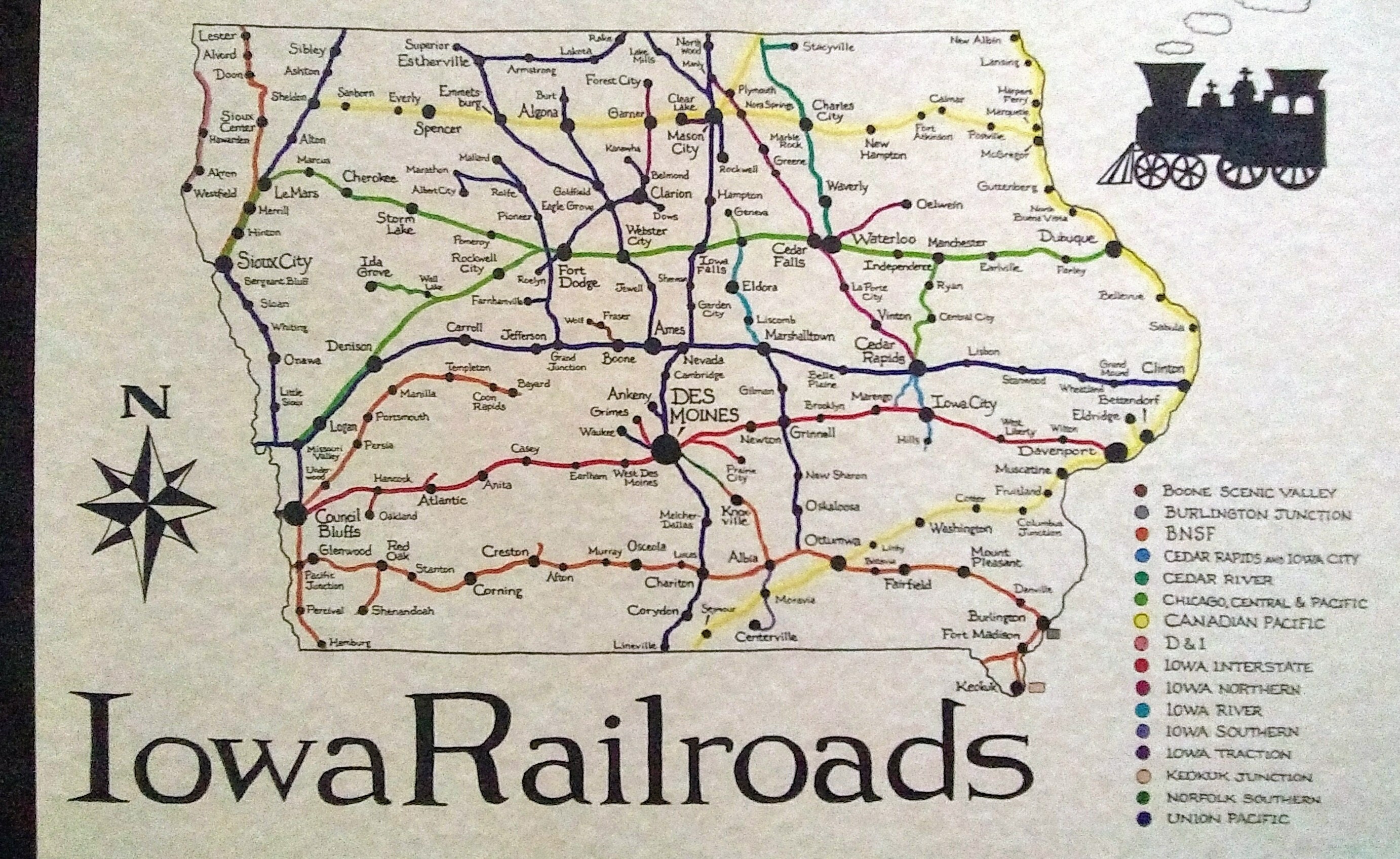 Iowa Railroads Map 11x17 - Etsy