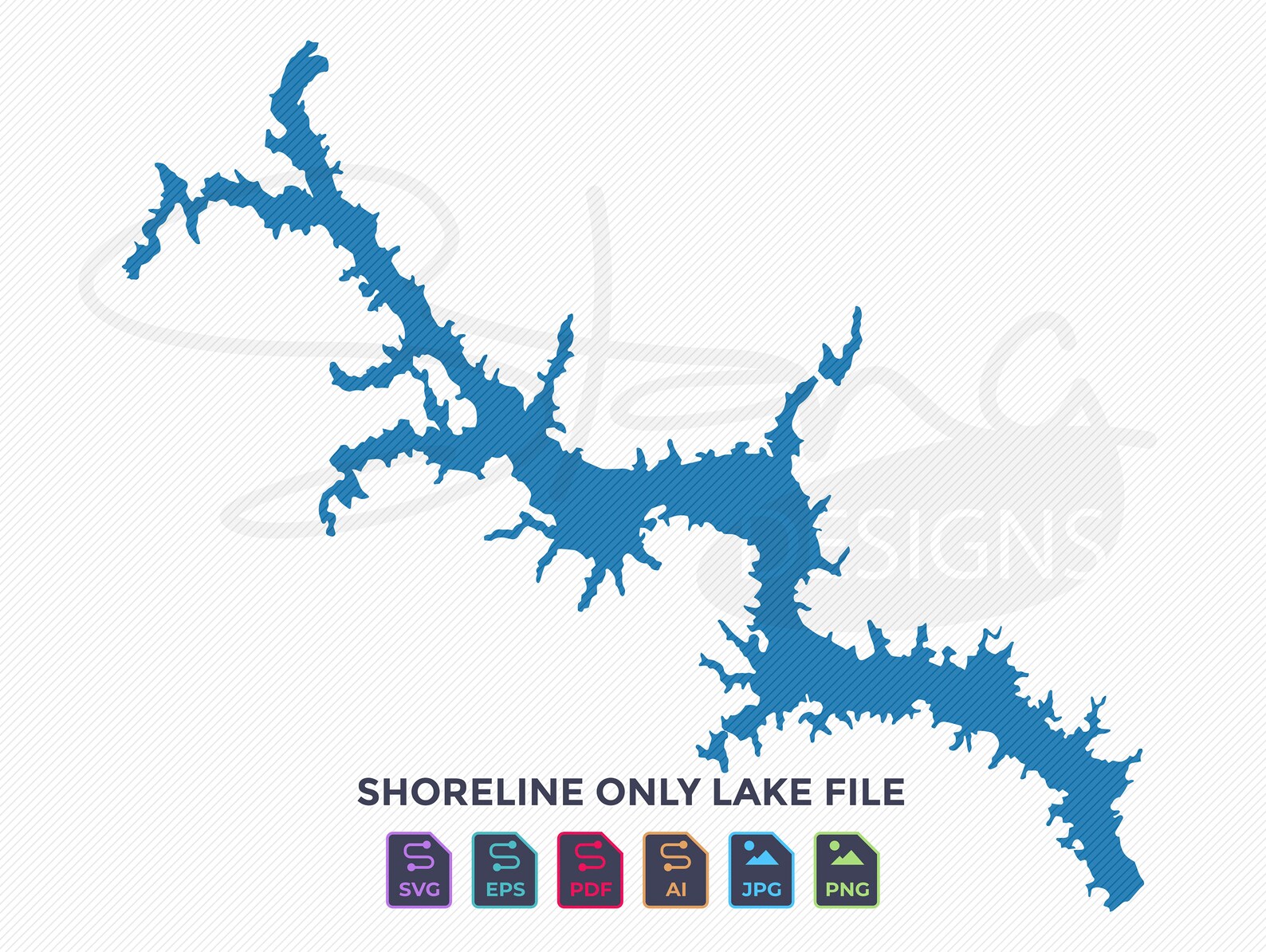 Lake Wateree SC Shoreline Only Map Single Layer Svg Pdf Ai Eps Png Jpg ...