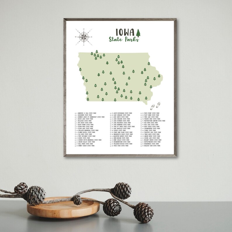 Iowa State Parks Map-iowa State Parks Checklist-state Parks of | Etsy