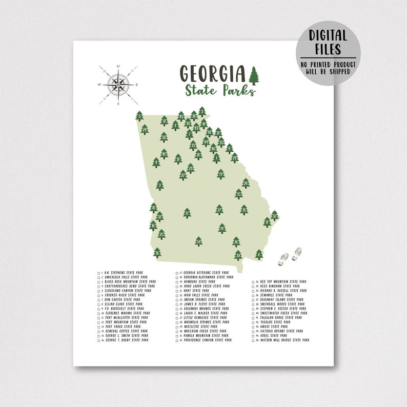 Georgia State Parks Map Print-georgia State Parks - Etsy