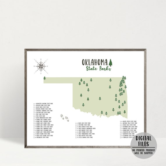 Oklahoma State Parks Map-oklahoma State Parks Checklist-state | Etsy Canada