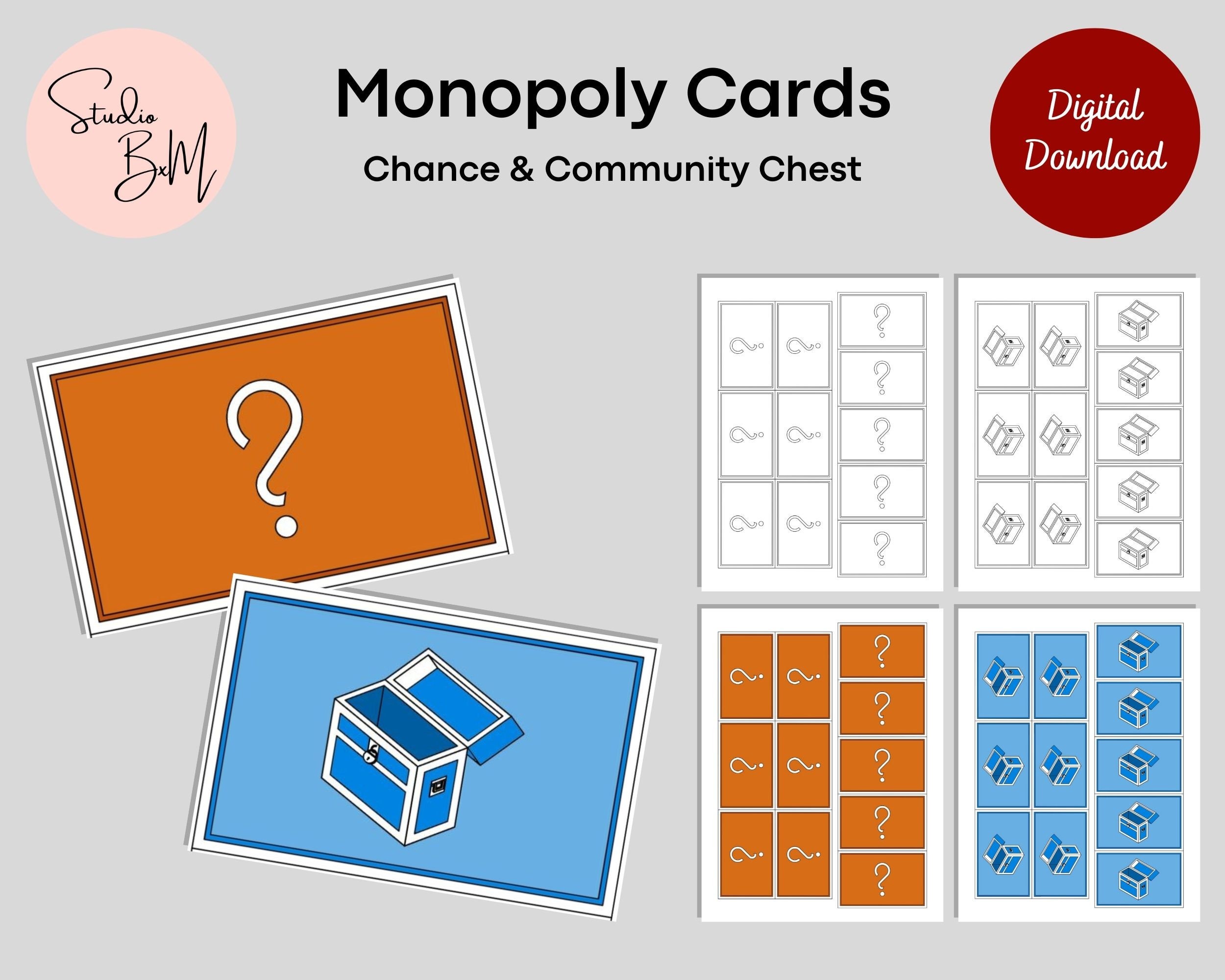 Monopoly Cards, Chance and Community Chest, Custom Monopoly Game ...