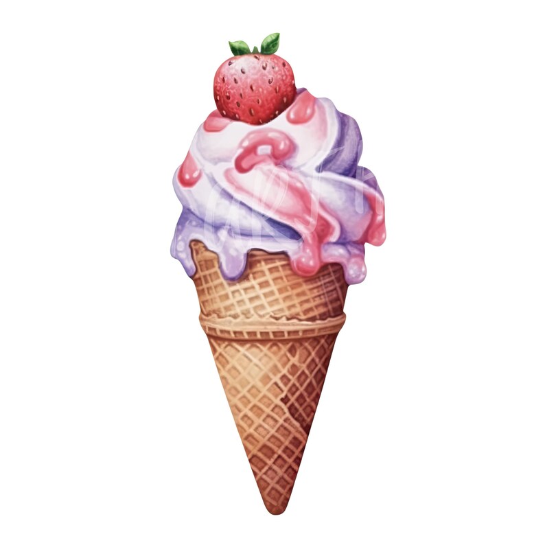 Watercolor Ice Cream Cone Clipart Ice Cream Clipart Summer - Etsy