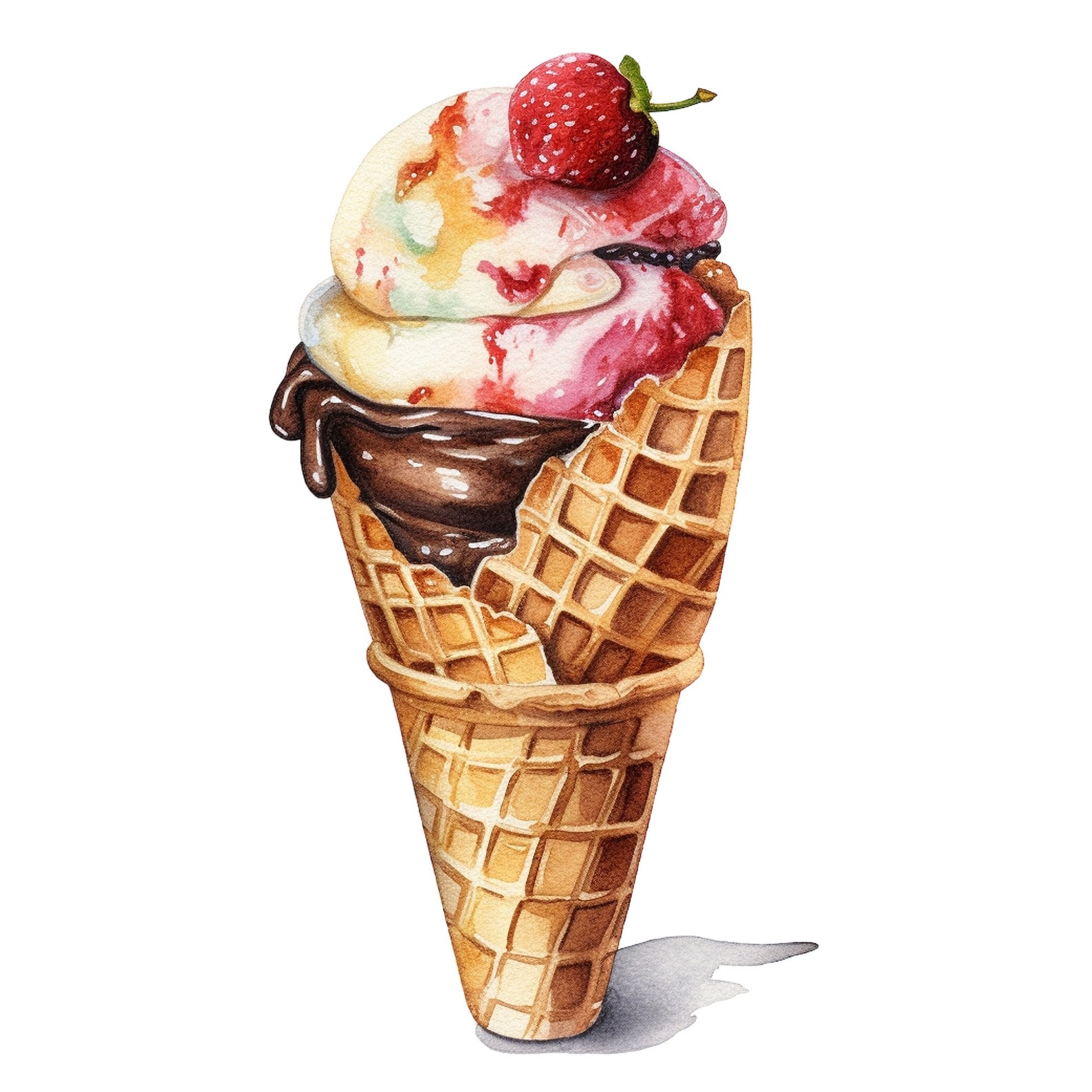 10 Watercolor Ice Cream Treats Clipart Graphics Digital Download PNG ...