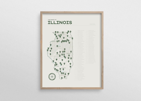 Illinois State Parks Checklist Map - Etsy