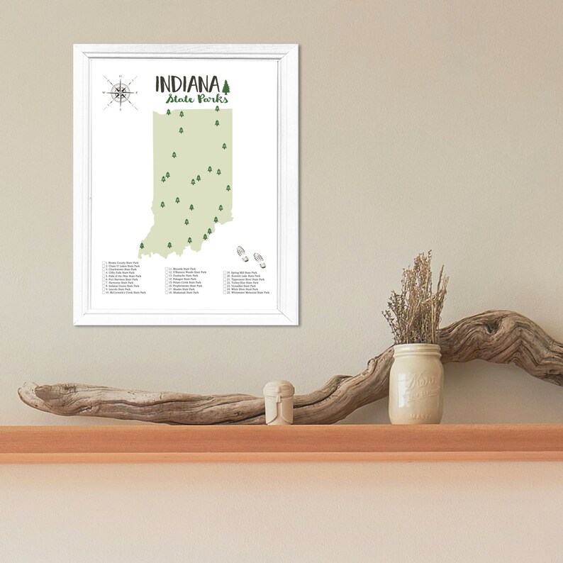 PRINTABLE Indiana State Parks Map-State Parks Of Indiana | Etsy