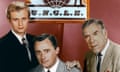 David McCallum, left, as Illya Kuryakin in The Man from UNCLE, which was first broadcast in 1964, along with his co-stars Robert Vaughn (Napoleon Solo) and Leo G Carroll (Alexander Waverly).