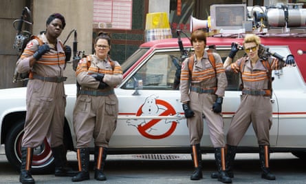 Leslie Jones, Melissa McCarthy, Wiig and Kate McKinnon in Ghostbusters.