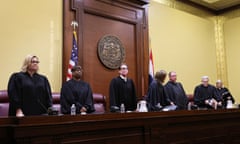 judges stand in a state courthouse before sitting