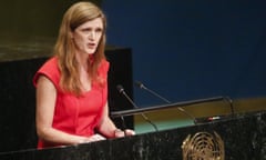 Samantha Power speaks at the UN general assembly in 2016.
