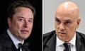 Composite of Elon Musk and supreme court judge Alexandre de Moraes