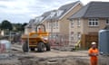 Construction workers at a Homes by Strata building site, in Leeds, yesterday