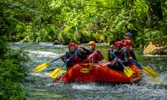 White water rafting at the National White Water Centre on the River Tryweryn