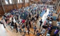 Students milling around in a hall