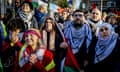 Pro-Palestinian demonstrators outside the International Court of Justice in The Hague, Netherlands, on 26 January