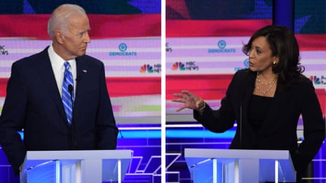 Kamala Harris confronts Joe Biden over his civil rights record during Democratic debate – video