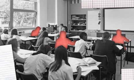 Children in class with some 'cut out' from the photo