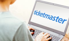 Ticketmaster logo displayed on a laptop screen