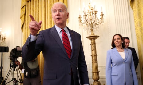 Biden and Kamala Harris at the White House in June last year. The book reports that Biden and Harris are ‘friendly but not close’.