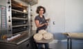 Reem Assil with Arabic bread out of the oven