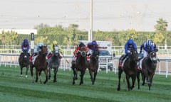 Blue Point, trained by Charlie Appleby and pictured winning the Turf Sprint at Meydan, is the odds-on favourite for the Al Quoz Sprint.