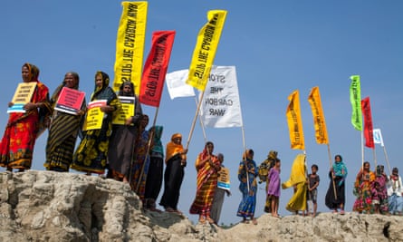 Villagers on Kutubdia island, Bangladesh, which is prone to extreme weather, including cyclones and storm surges.