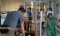 A general view of staff on an NHS hospital ward