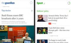 Screenshot of Guardian BlackBerry app