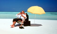 businessman working beach