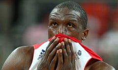 Luol Deng of Team GB reacts during the match against Australia at the Olympic Games