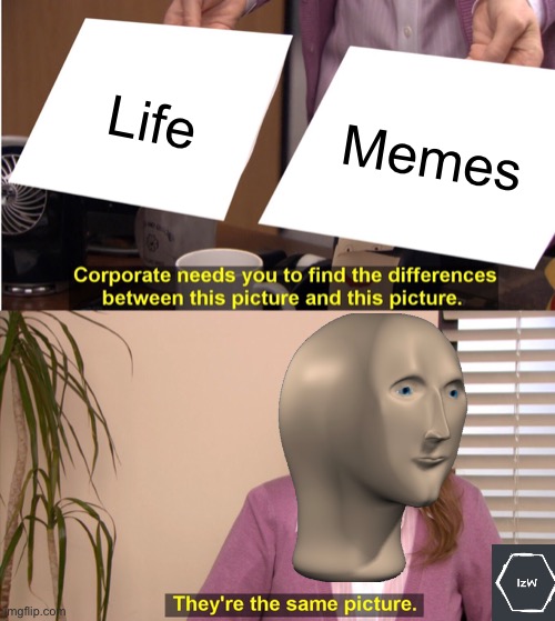 Stonks’ Head’s Life & Memes | Life; Memes | image tagged in memes,they're the same picture | made w/ Imgflip meme maker