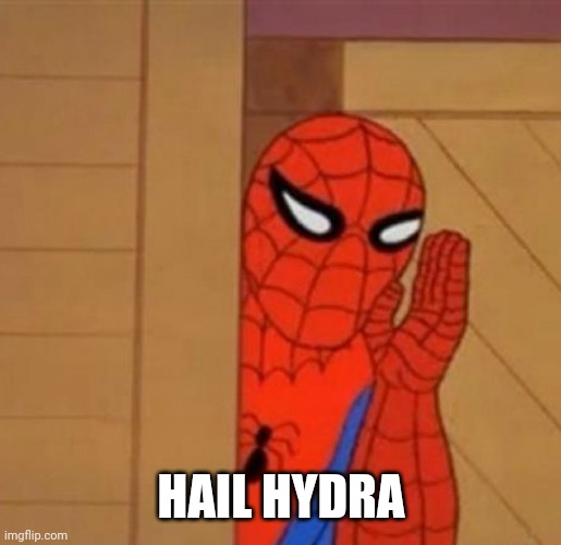 Spiderman says | HAIL HYDRA | image tagged in spiderman says,hail hydra,marvel,memes,funny | made w/ Imgflip meme maker