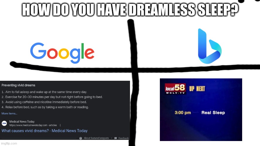 L O C A L 5 8   G O   B R R R R R R R | HOW DO YOU HAVE DREAMLESS SLEEP? | image tagged in creepypasta,google,bing,slander,sleep,mao zedong | made w/ Imgflip meme maker