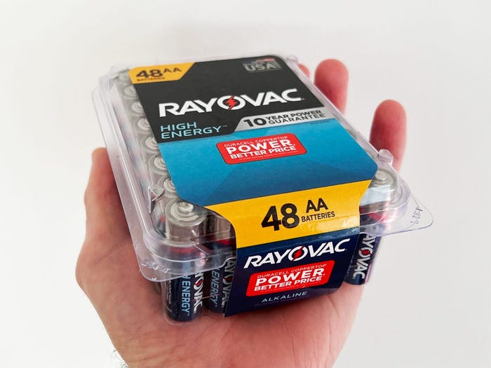 A pack of 48 Rayovac AA batteries bought from Amazon.