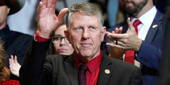 Former state Sen. David Farnsworth attends a Trump rally in Prescott, Arizona on July 22, 2022.