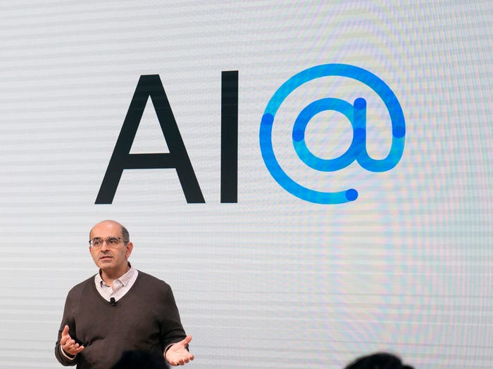 Zoubin Gharhramani speaking at a Google AI event