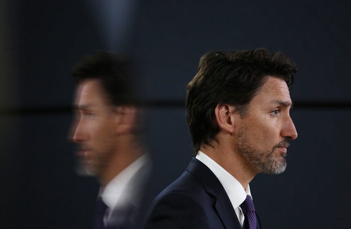 Canadian Prime Minister Justin Trudeau listens to a question during a news conference in Ottawa, Canada, on January 9, 2020.