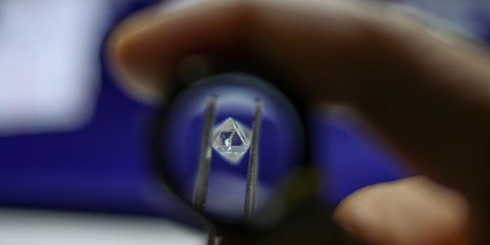 The view of a diamond through a diamond loupe