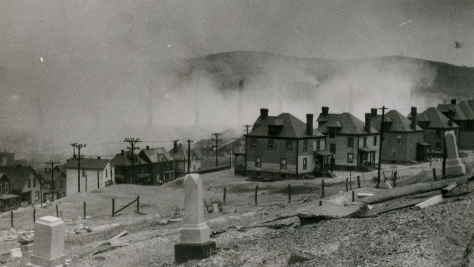 Donora, Pennsylvania—with its zinc manufacturing plant in the background.