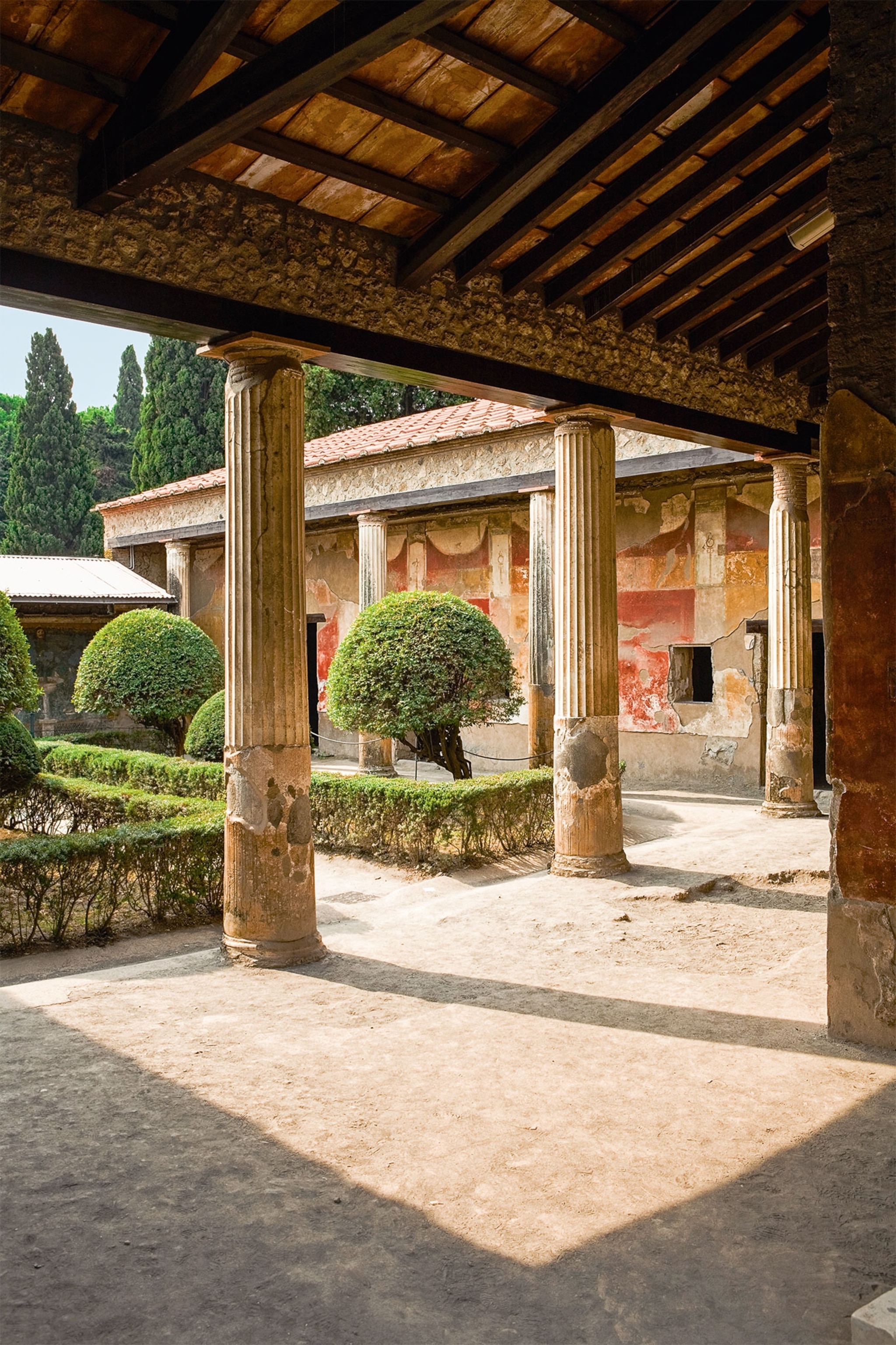 A view of an inner garden in the courtyard of a house in Pompeii