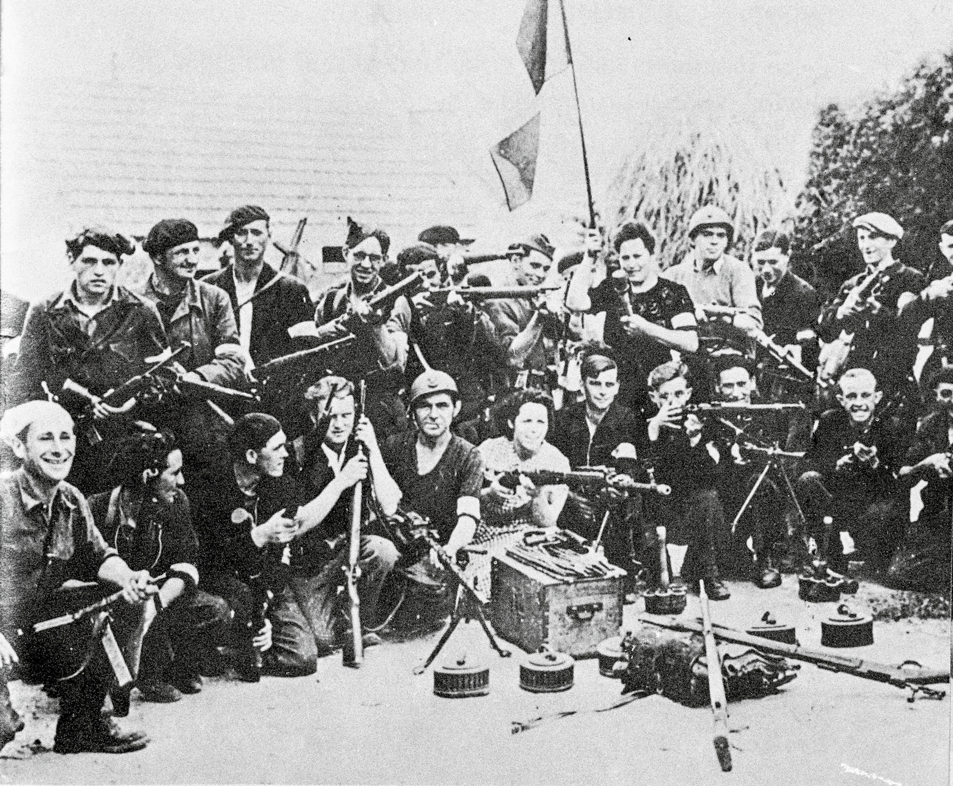 French Resistance fighters known as the maquis pictured near Paris in August 1944