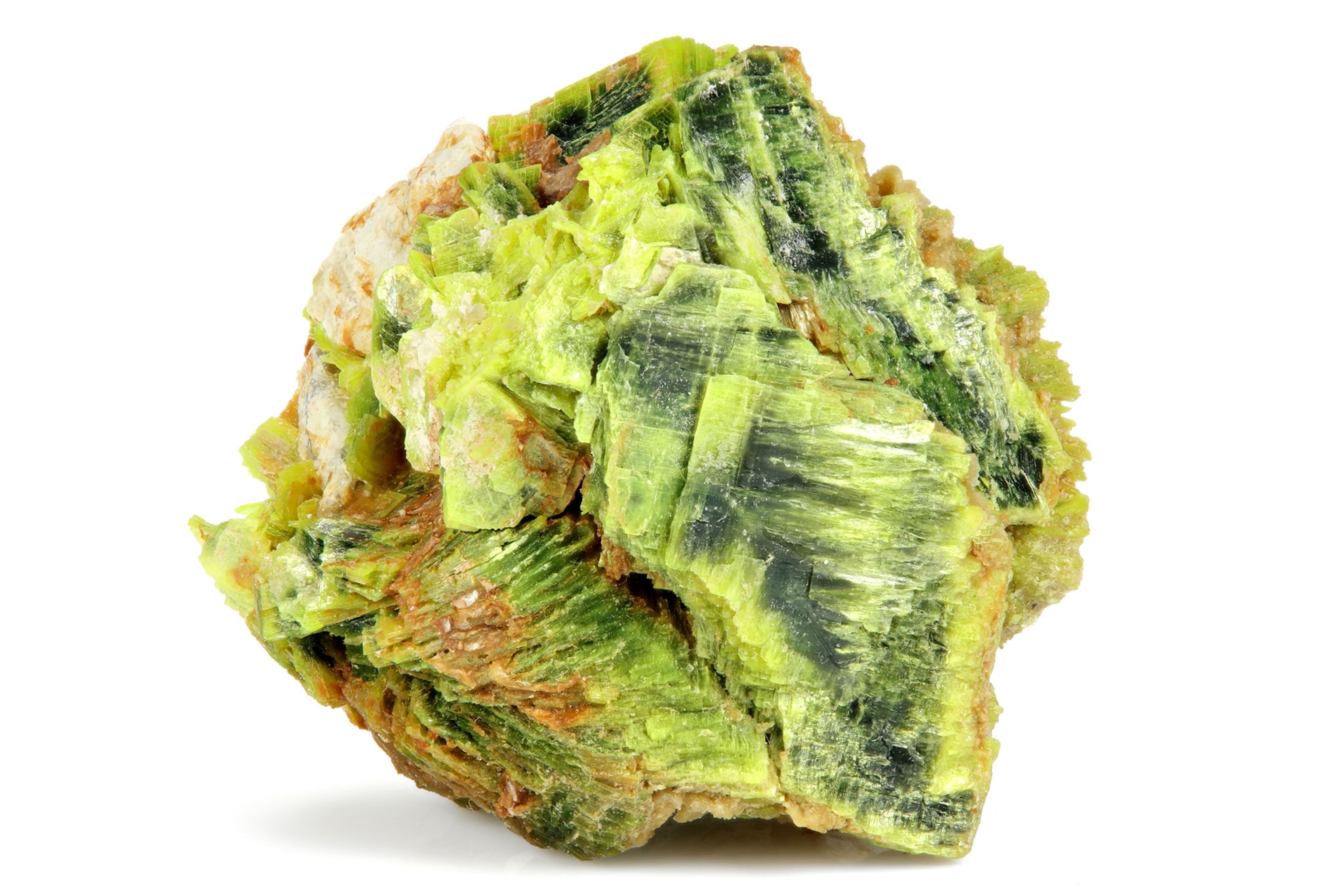 A jagged, green rock specimen