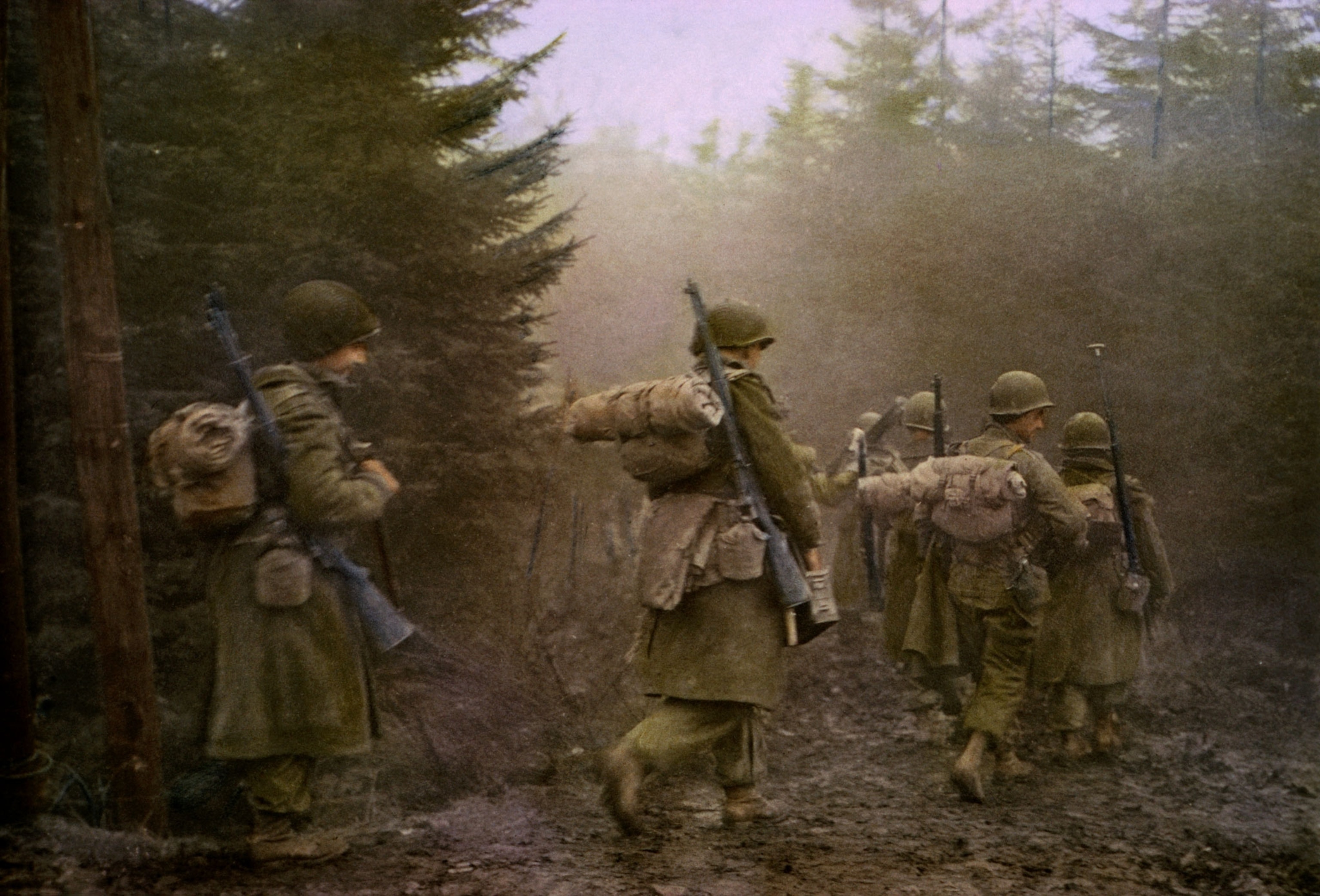 Members of Airborne Division Moving Through Forest