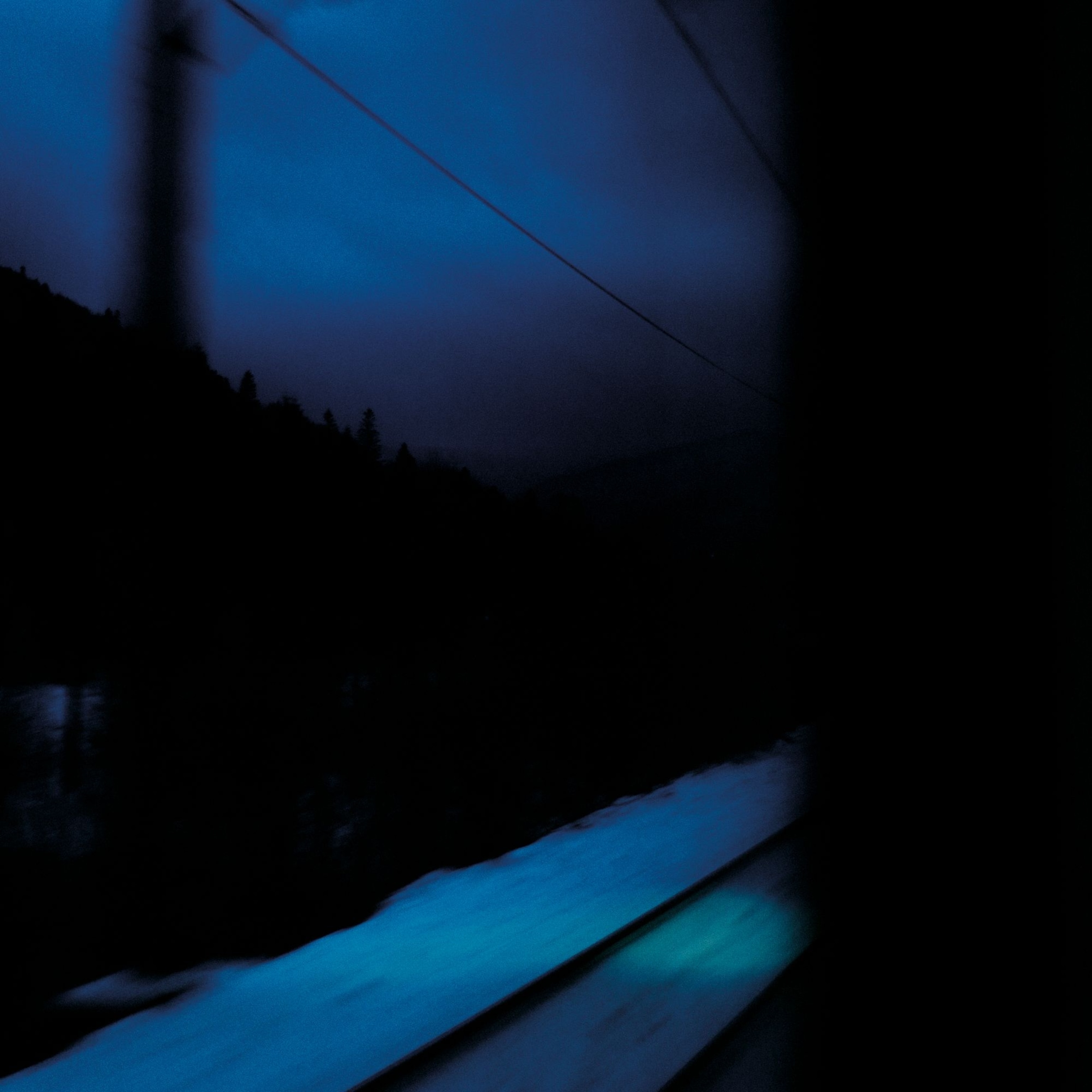 The view from a winter train car at night