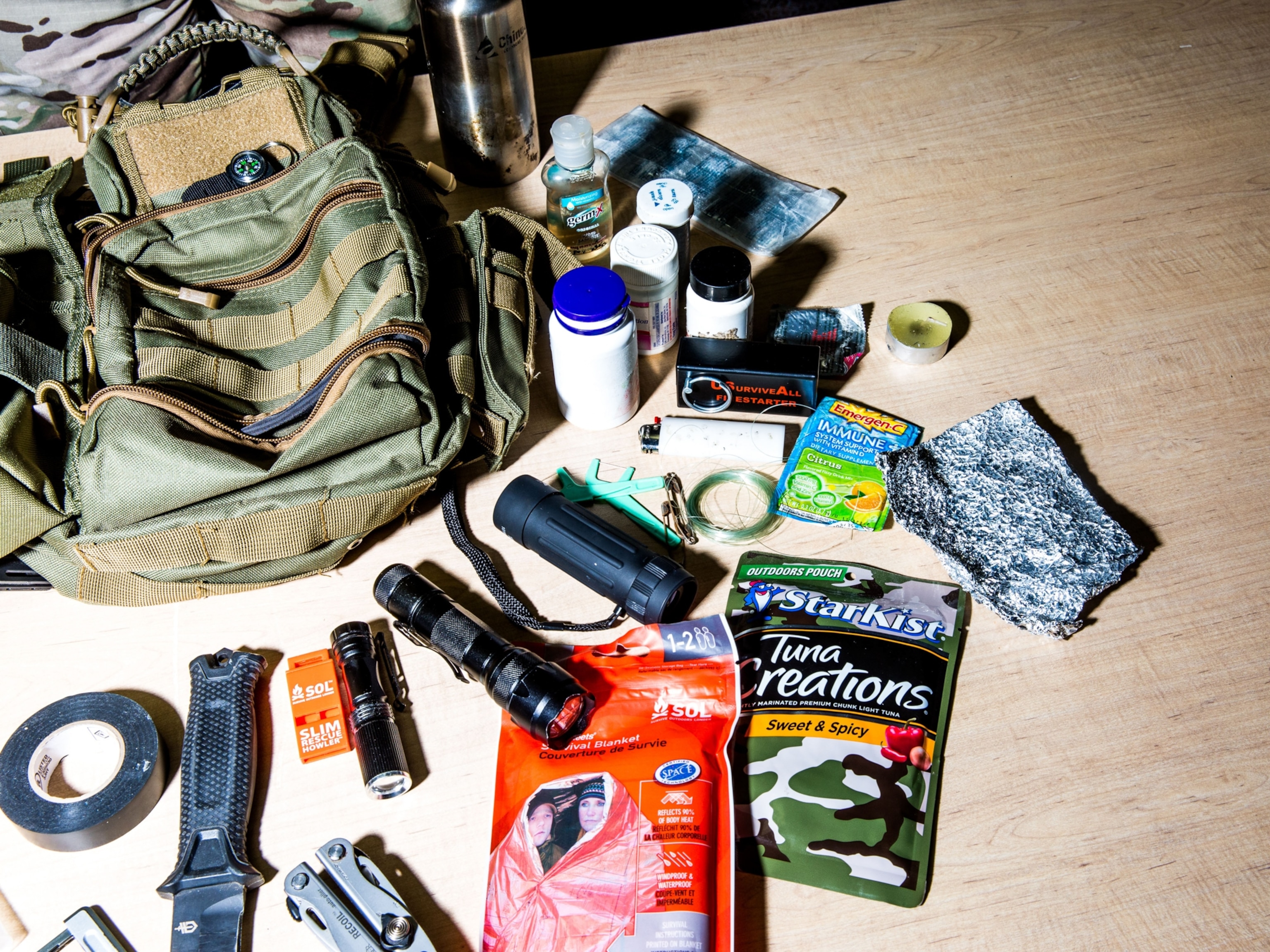 A spread of a variety of goods on a table.