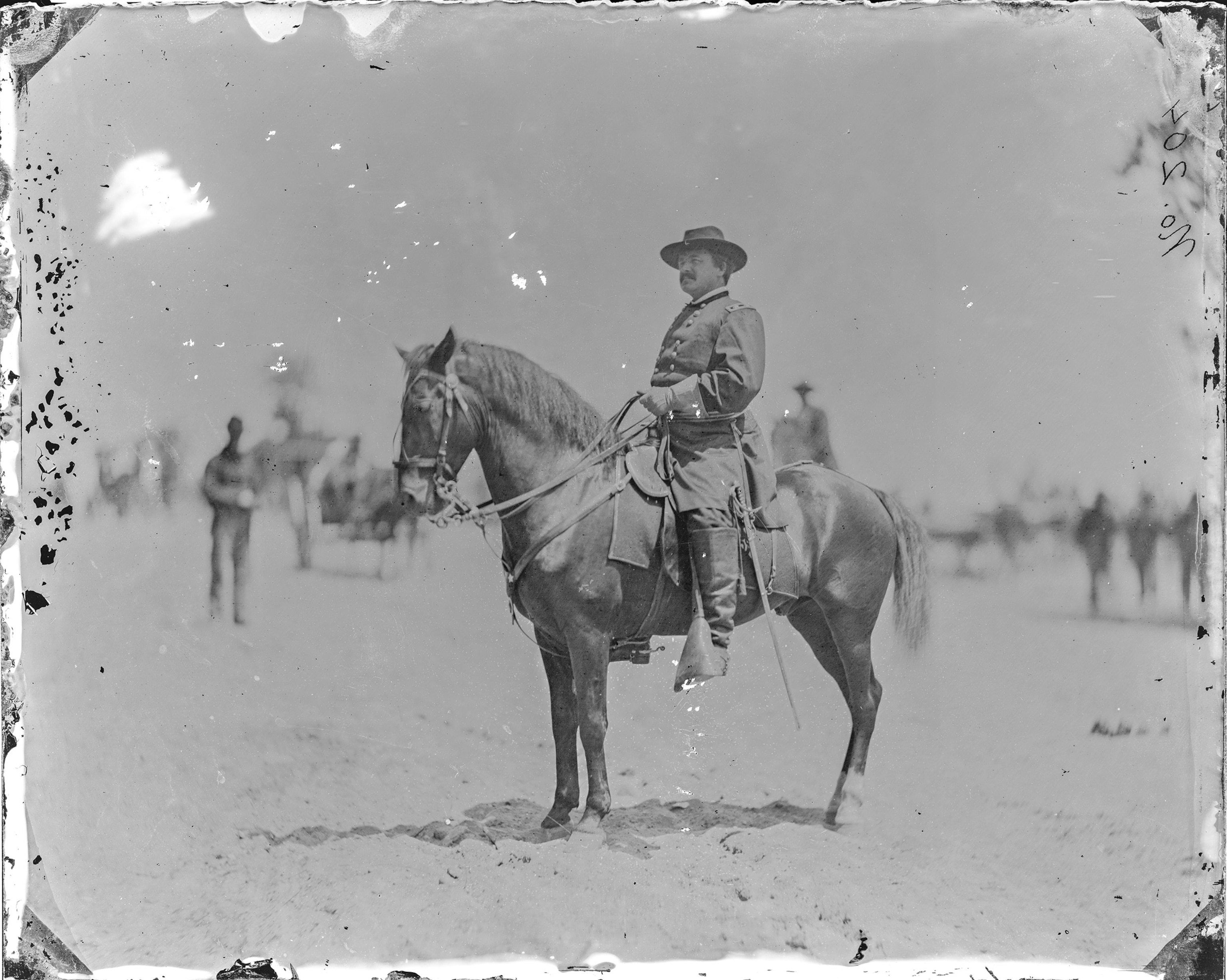 This image of Major General McCook photographed between 1862-1865 was likely used as the horse and man's body in the composite photograph of Grant at City Point.