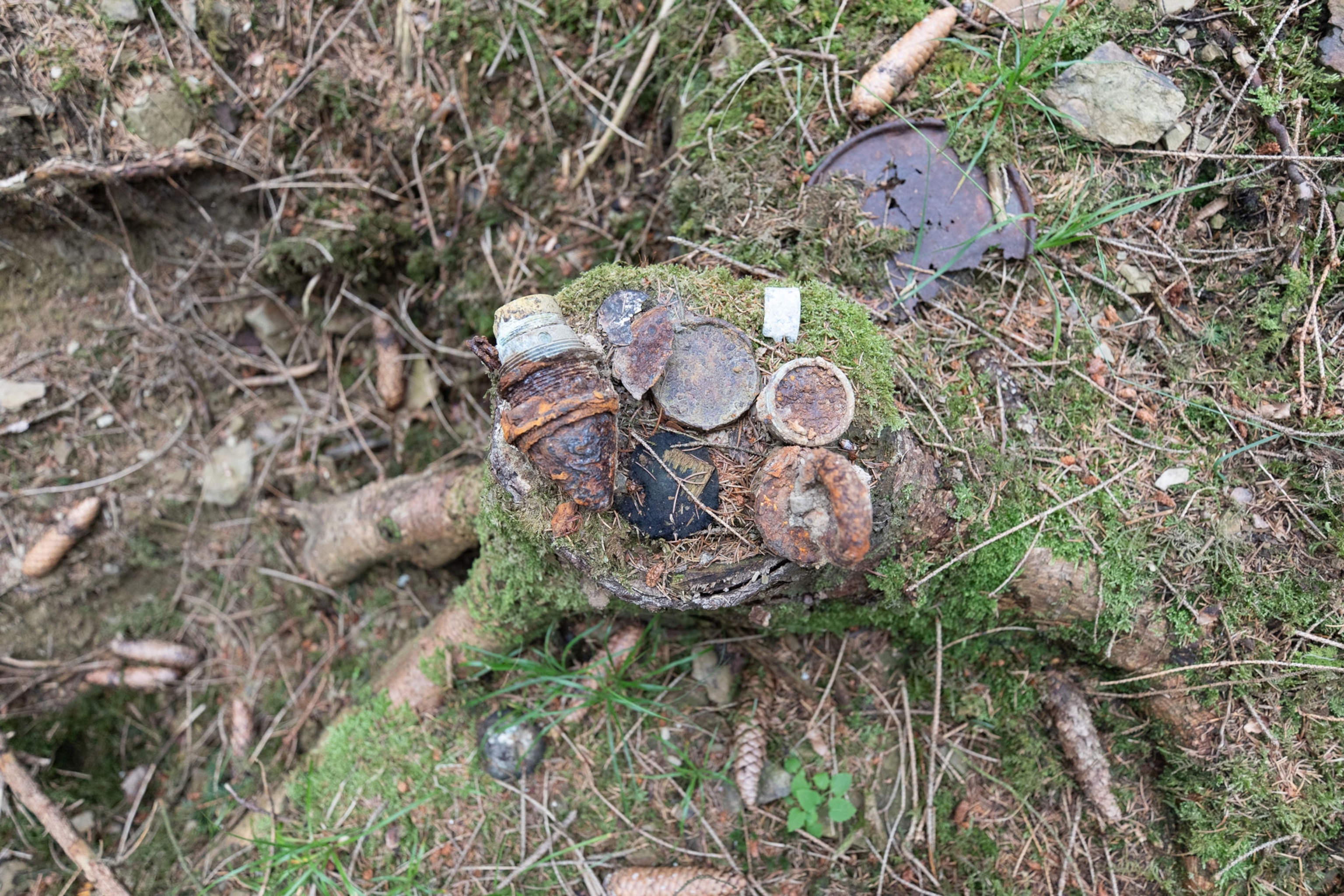 War junk left behind by metal detectors located at the American 155m gun emplacement