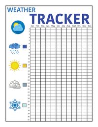 PDF created on InDesign to help beautify your planner! Sizing is 8.5x11, but I can most definitely scale it to the sizing of your choice. This is a weather tracker throughout the year, keeping track of the rainy, sunny, cloudy, and snowy days.