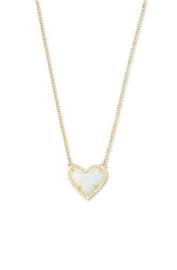 This whimsical pendant necklace charms with a colorful heart set in an etched metal frame. Style Name:Kendra Scott Ari Heart Pendant Necklace. Style Number: 5921868.