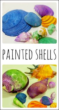 These beautifully painted shells make great ocean art for kids. Use this activity during a preschool ocean theme, or just when you have a lot of extra shells! #FunADay #SummerActivities #OceanTheme #PreschoolActivities